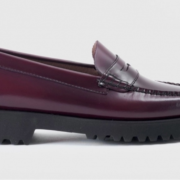 G.H.BASS Women's Plum Leather Whitney Candy Lug Weejun Loafer Flats - Plum - 8 - Picture 2 of 6